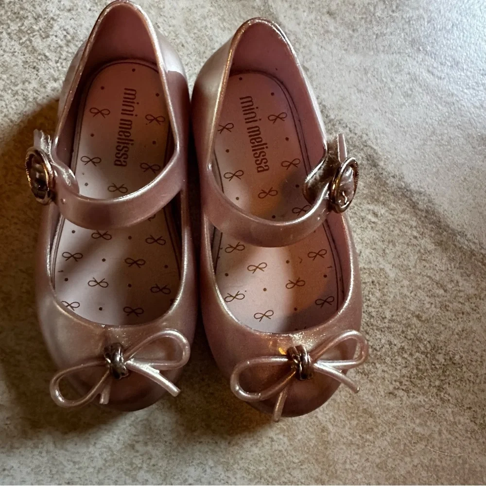 Mini Melissa rose gold ballet flats toddler size 7